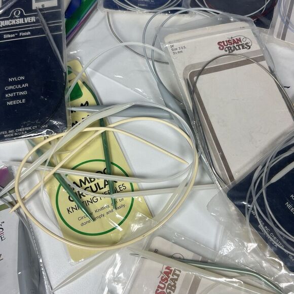 Lot of 21 Vintage Circular Knitting Needles Various Sizes Susan Bates And Others - Picture 5 of 8